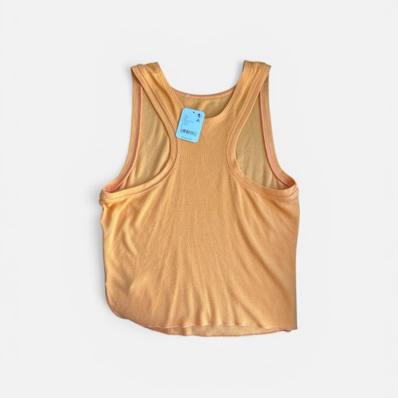 Free People Peach-Orange Ribbed Muscle Tank Razorback - Picture 3 of 4
